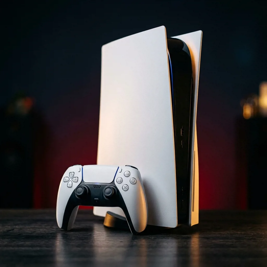 Игровая консоль PlayStation 5 белого цвета с геймпадом DualSense