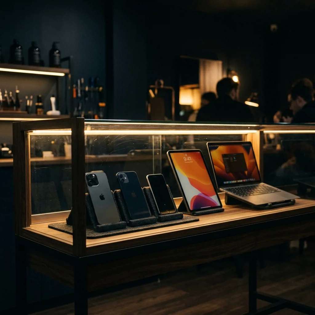 Витрина восстановленной техники Apple в магазине Рескупка в Санкт-Петербурге