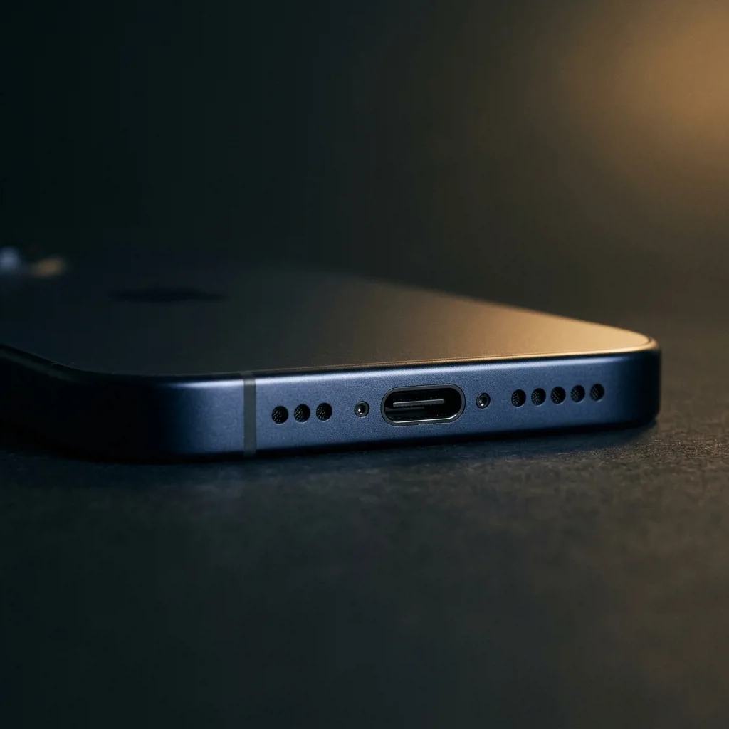 iPhone 15 256 ГБ — боковая грань и разъём USB-C