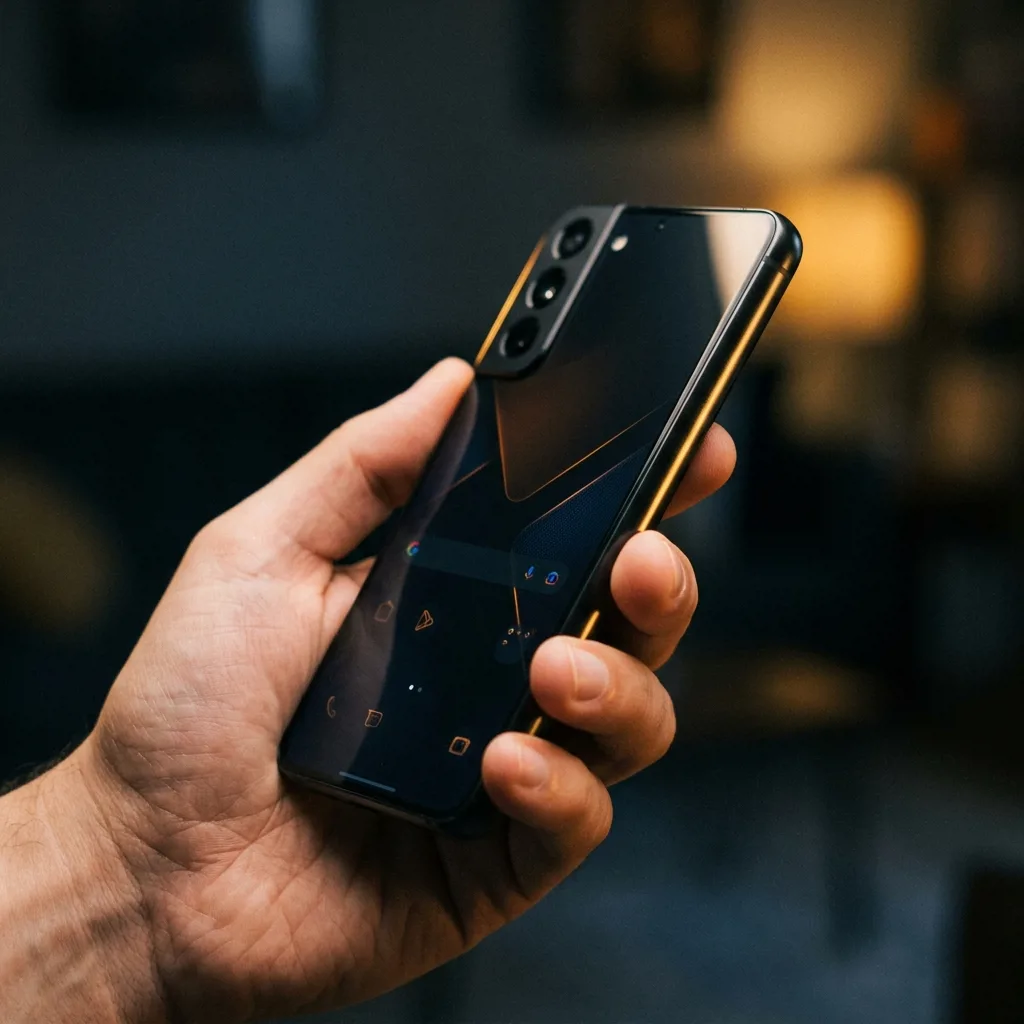 Samsung Galaxy S22 в руке — компактный корпус 6,1 дюйма