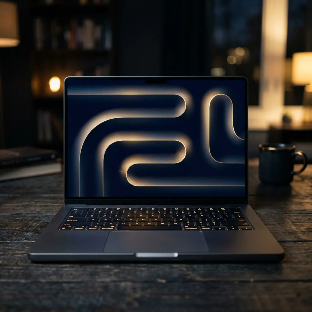 MacBook Pro 14 M1 Pro — вид спереди, открытая крышка