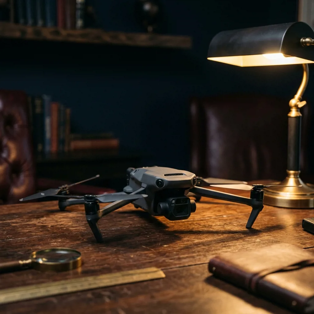 Квадрокоптер DJI Mavic с разложенными лучами на столе оценщика