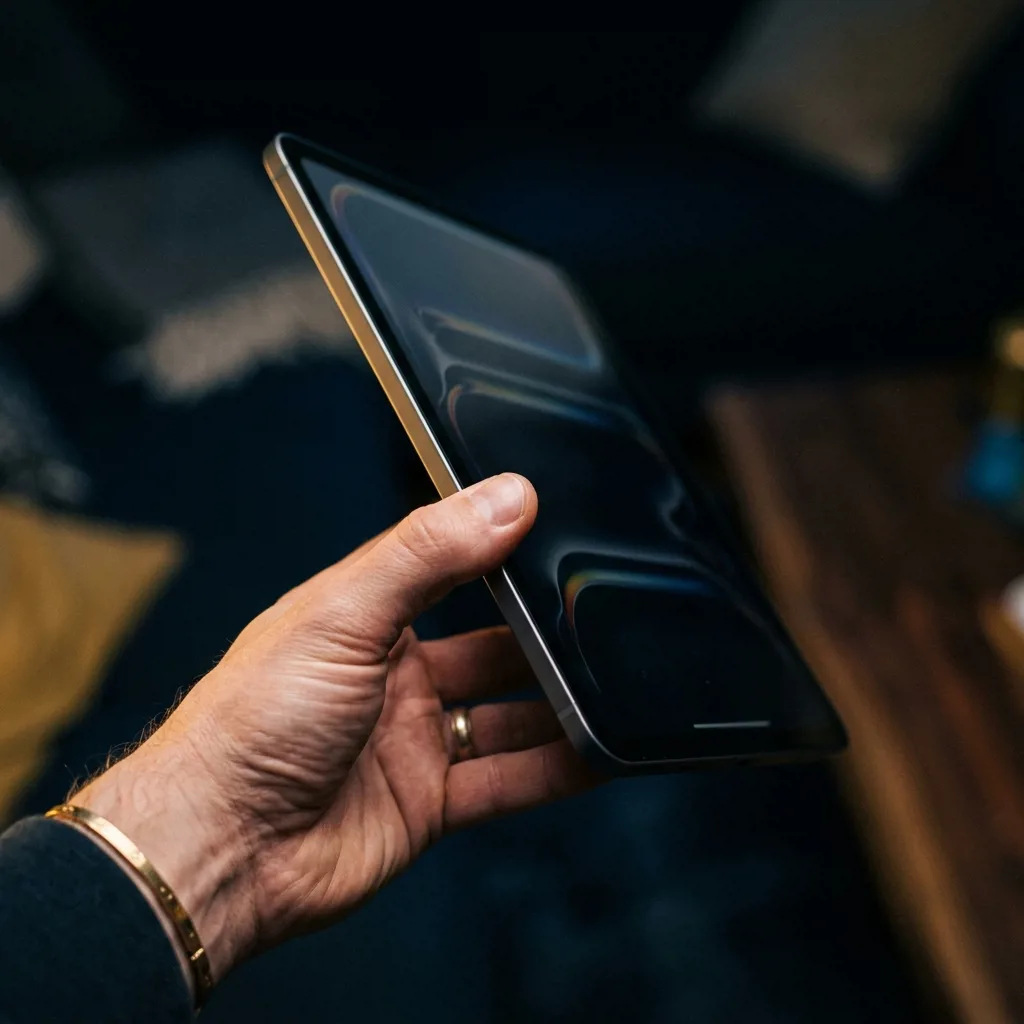 iPad Pro 13 M4 в руке — тонкий корпус