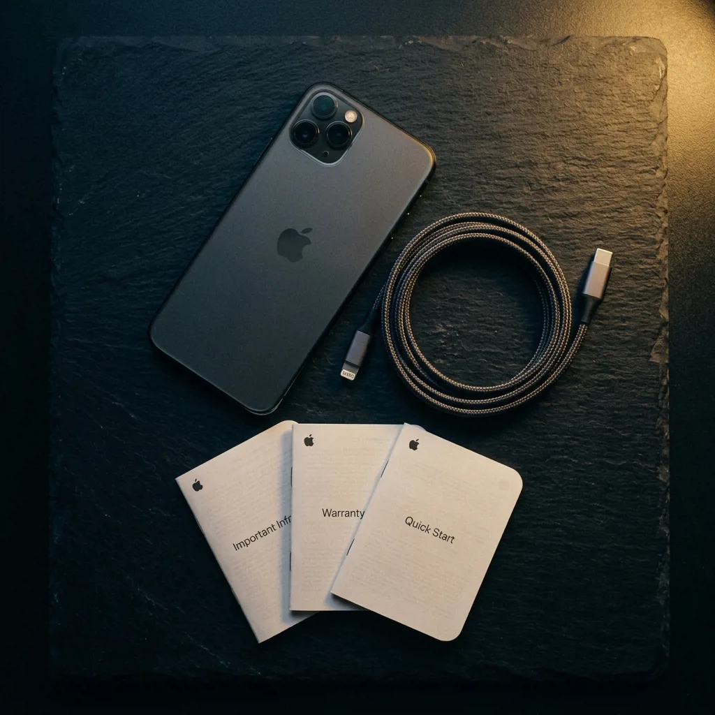 iPhone 11 Pro 128 ГБ — комплект поставки с кабелем и документами