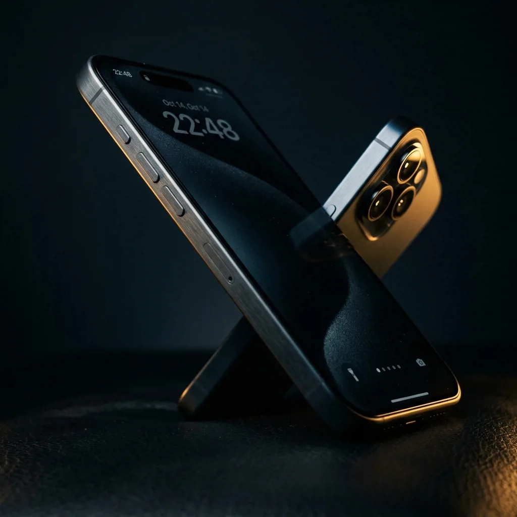 iPhone 15 Pro Max 256 ГБ — экран, камера и титановая рамка крупным планом