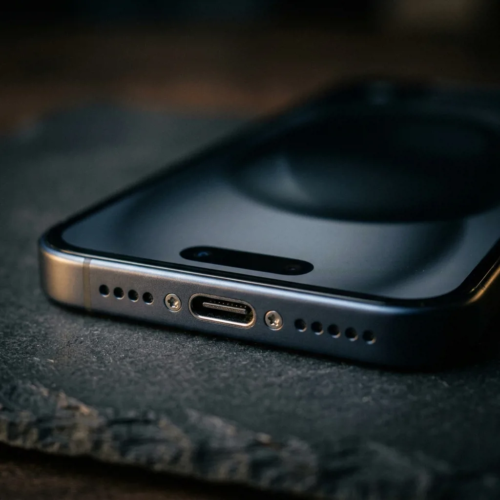 Разъём USB-C и Dynamic Island на iPhone 15