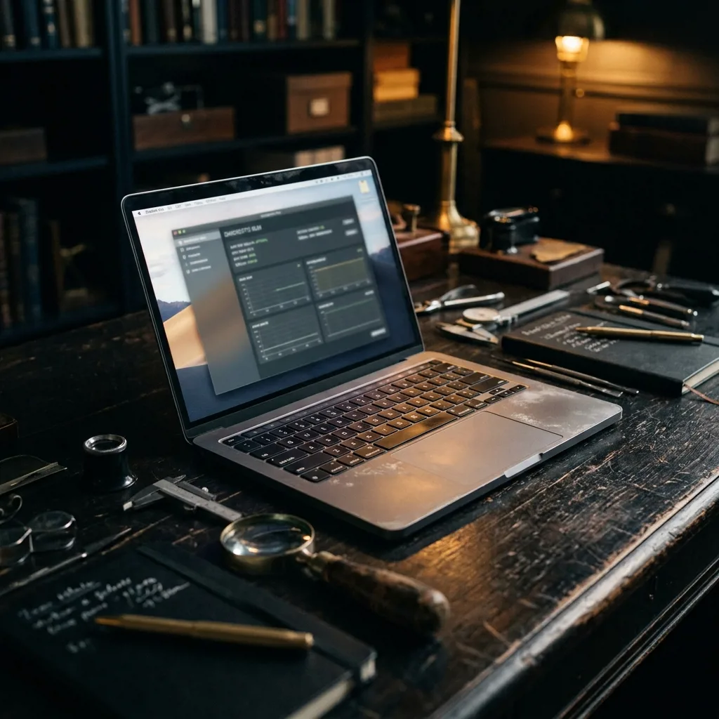Ноутбук MacBook на столе оценщика техники