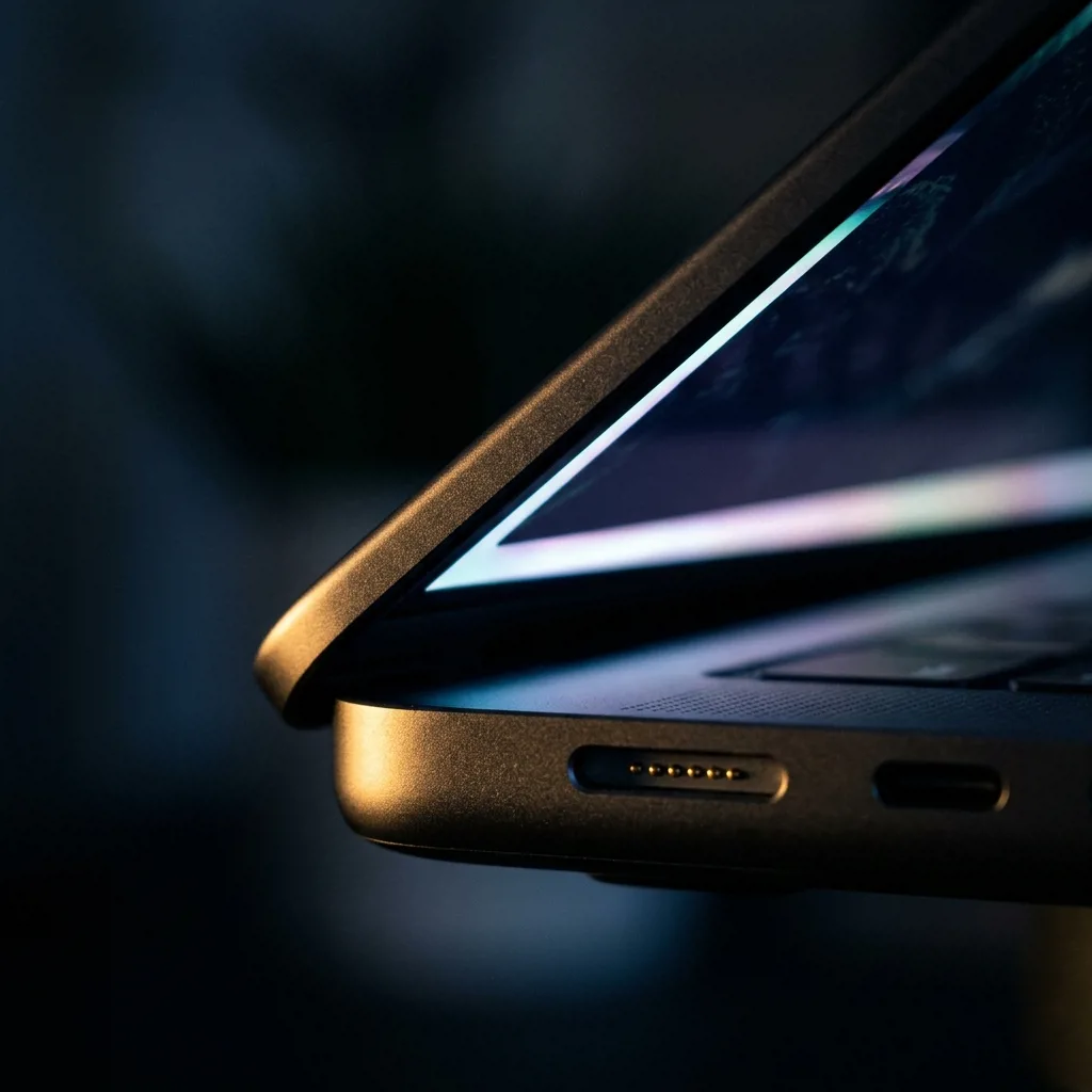 MacBook Pro 16 M1 Max крупным планом — дисплей Liquid Retina XDR и алюминиевый корпус