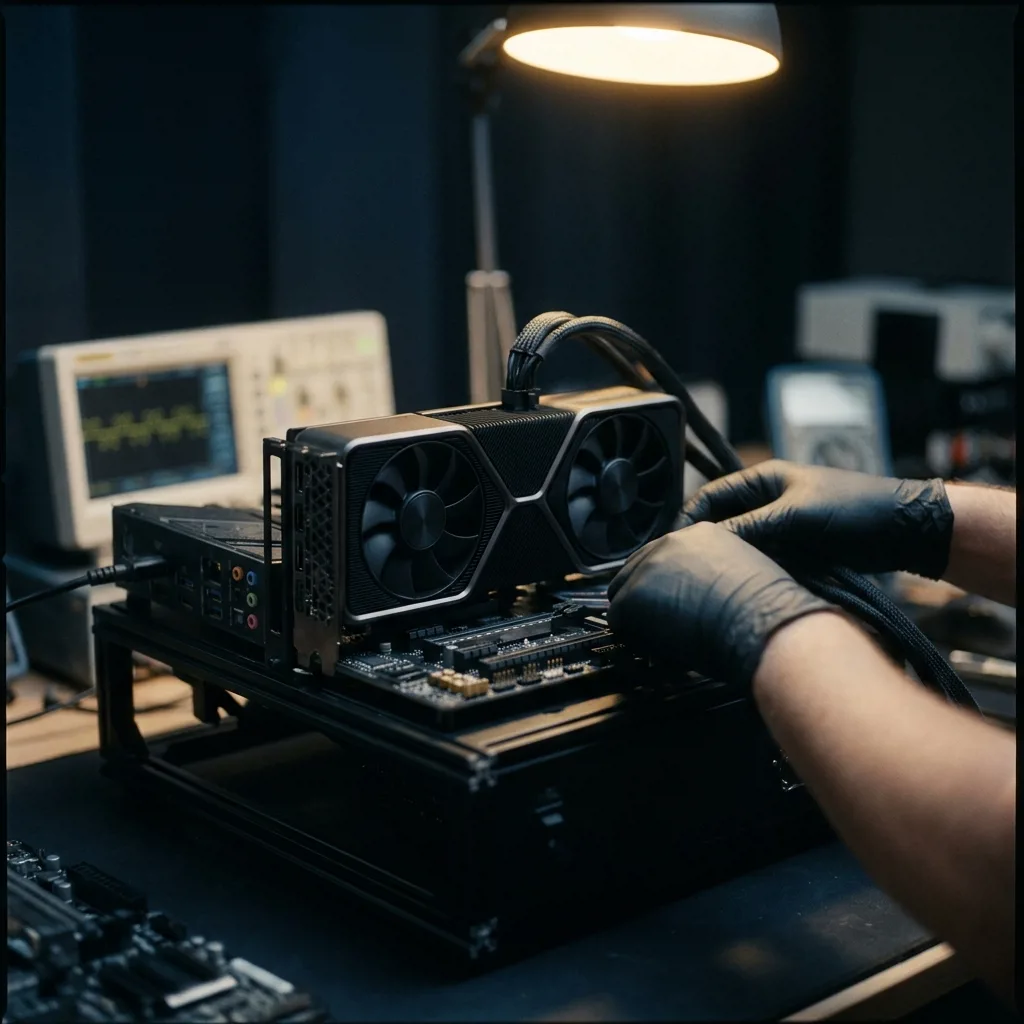 GeForce RTX 3070 в процессе диагностики на стенде