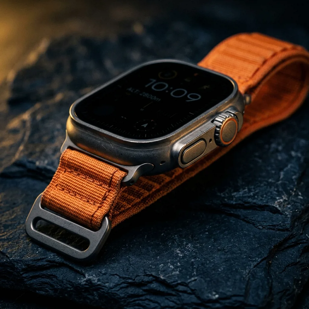 Apple Watch Ultra с титановым корпусом крупным планом