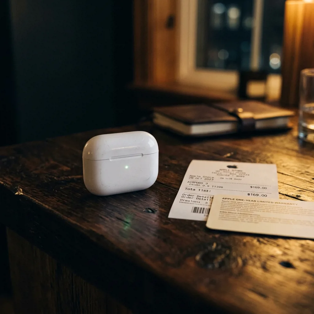 Чек и гарантийный талон при покупке AirPods 3