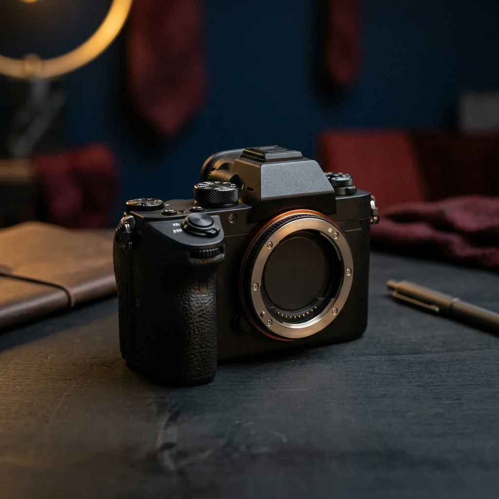 Беззеркальный фотоаппарат Sony на столе оценщика