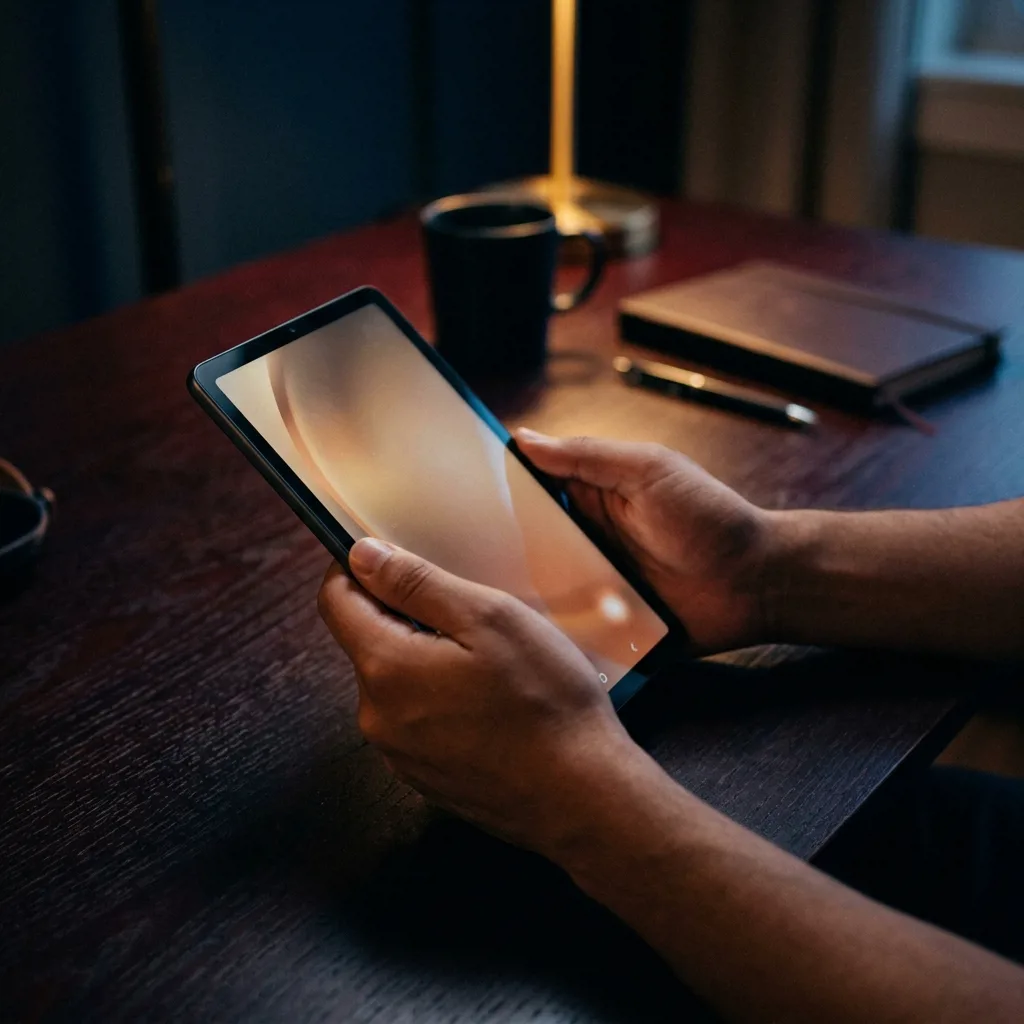 Планшет Samsung Galaxy Tab в руках специалиста