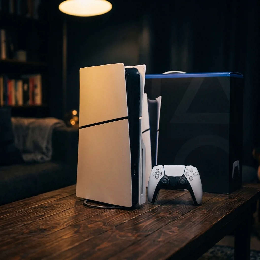 PlayStation 5 Slim с геймпадом и коробкой