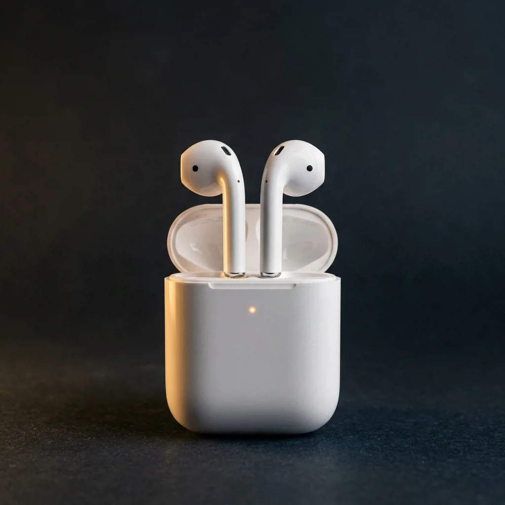 AirPods 2 — вид спереди с открытым кейсом