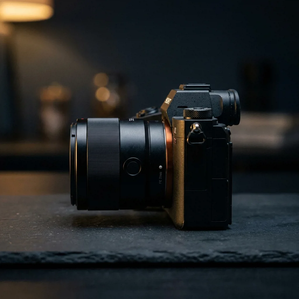 Беззеркальная камера Sony Alpha на столе оценщика