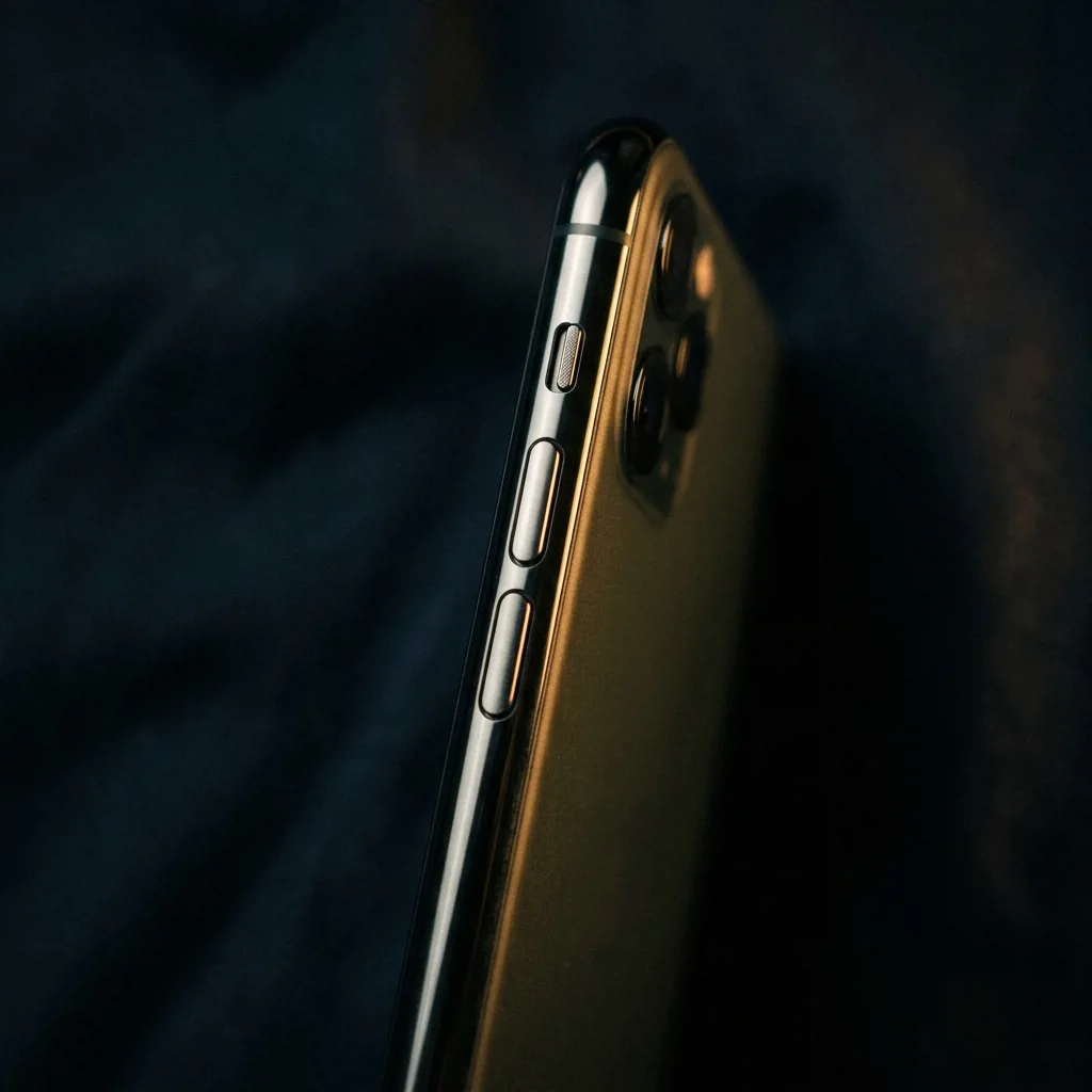iPhone 11 Pro Max сбоку — стальная рамка и кнопки
