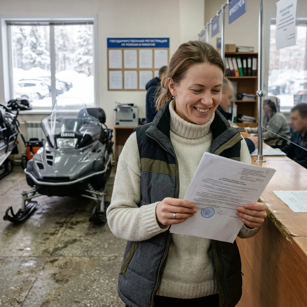 Владелец снегохода получает подтверждение снятия с государственного учета