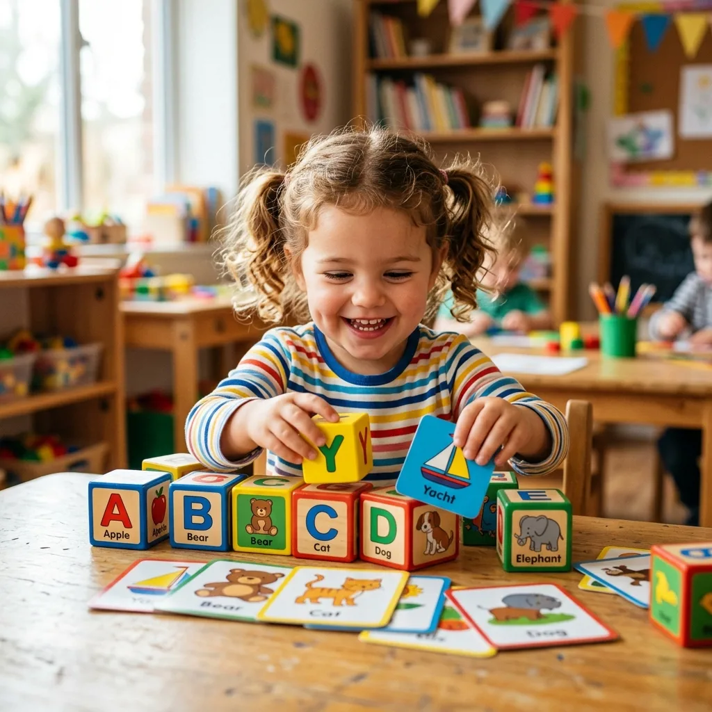 Малыши 3–5 лет на занятии английским языком играют с педагогом в детском центре