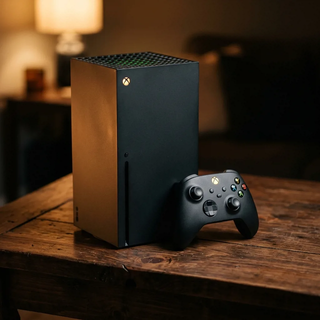 Игровая приставка Xbox Series X рядом с контроллером