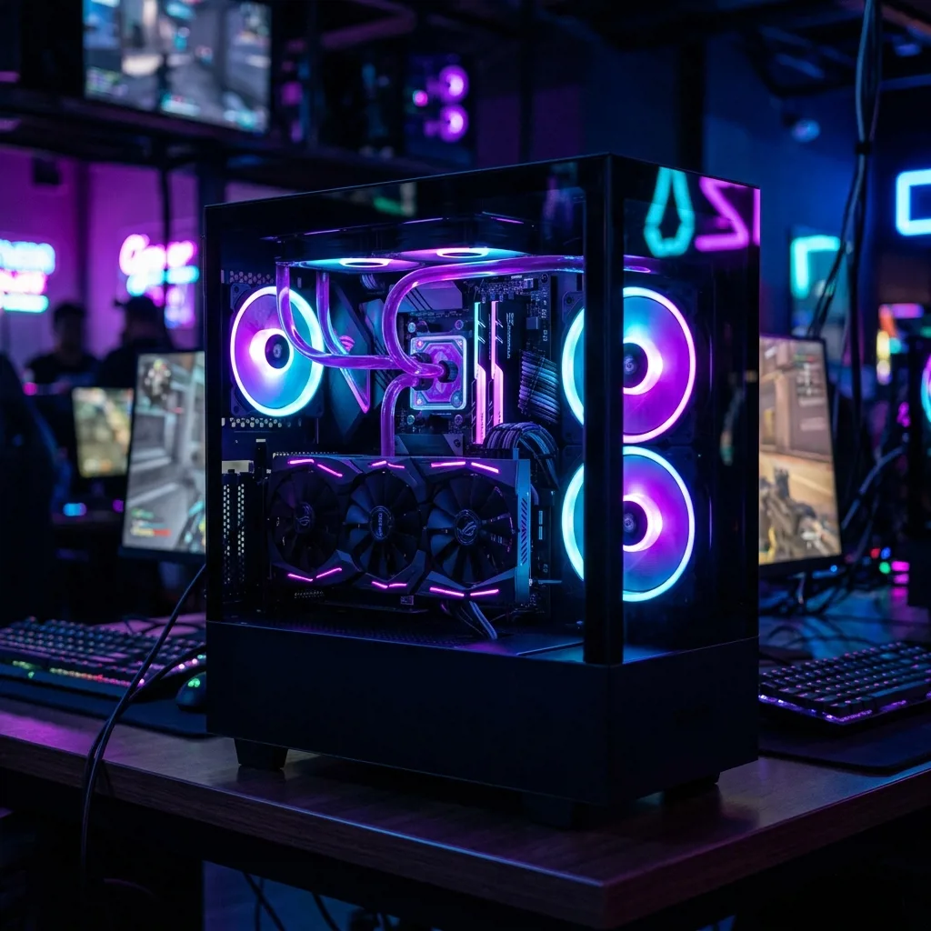 Игровой компьютер с современной видеокартой и RGB-подсветкой в клубе Респавн