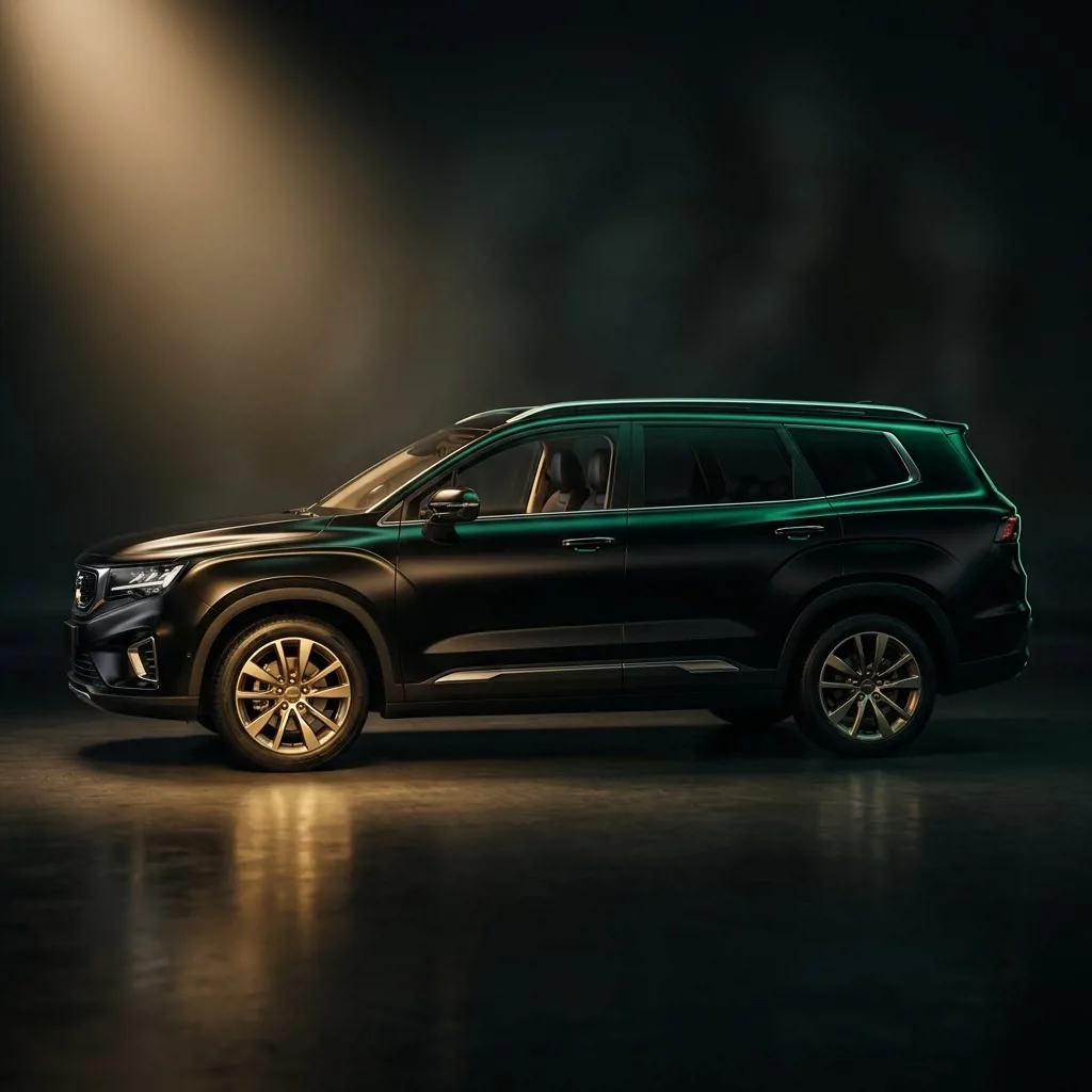 Geely Okavango Flagship — чёрный цвет, вид сбоку