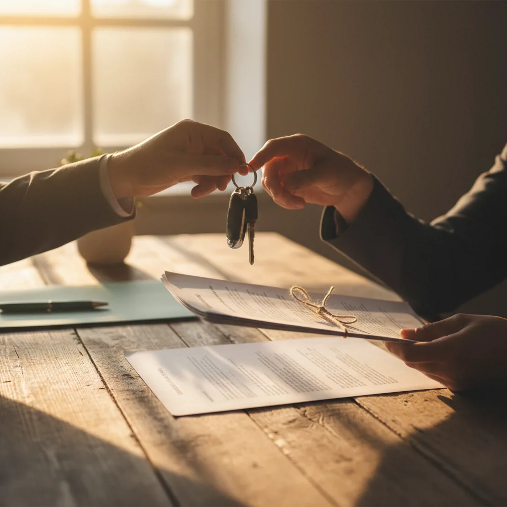 Менеджер показывает клиенту договор купли-продажи