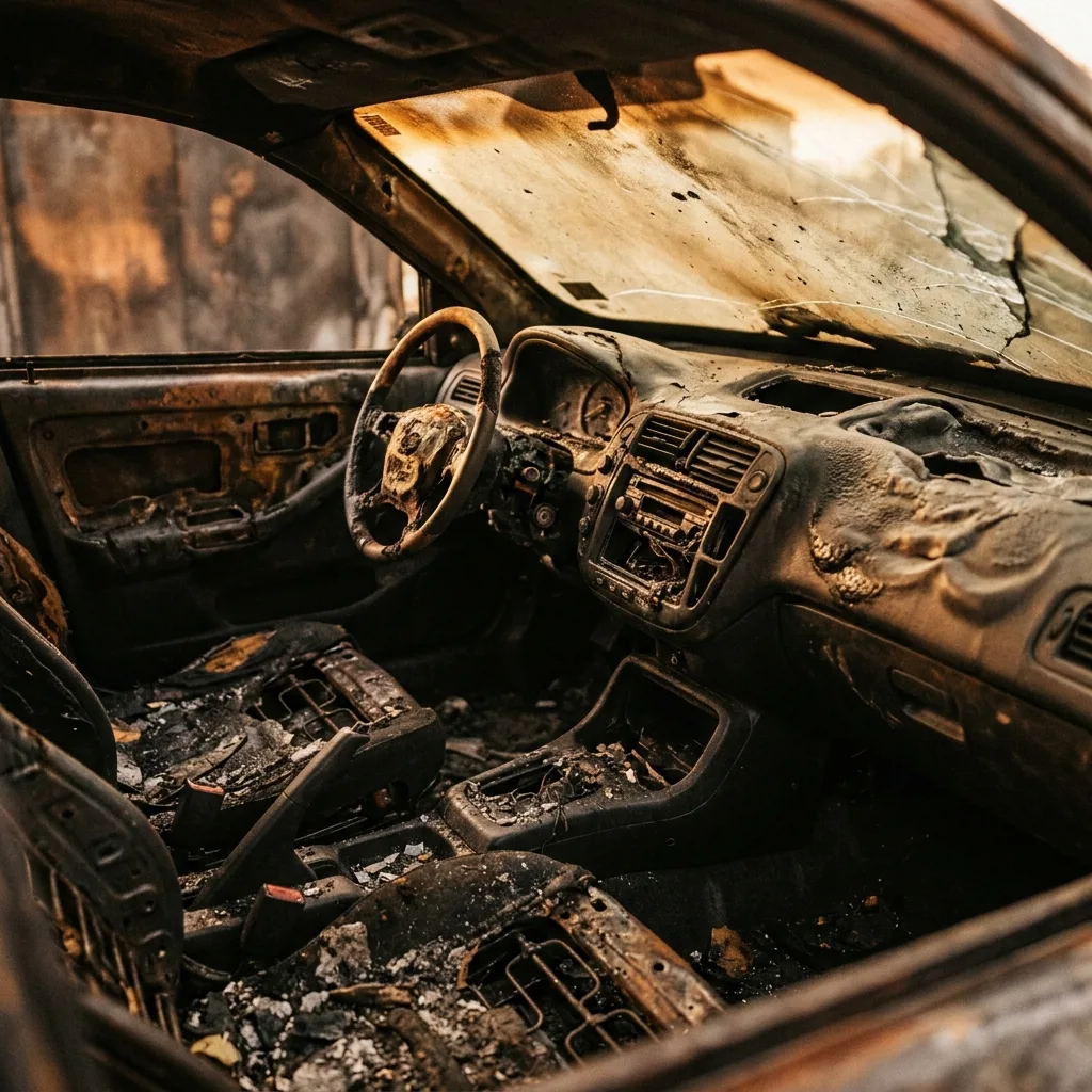 Сгоревший автомобиль после пожара
