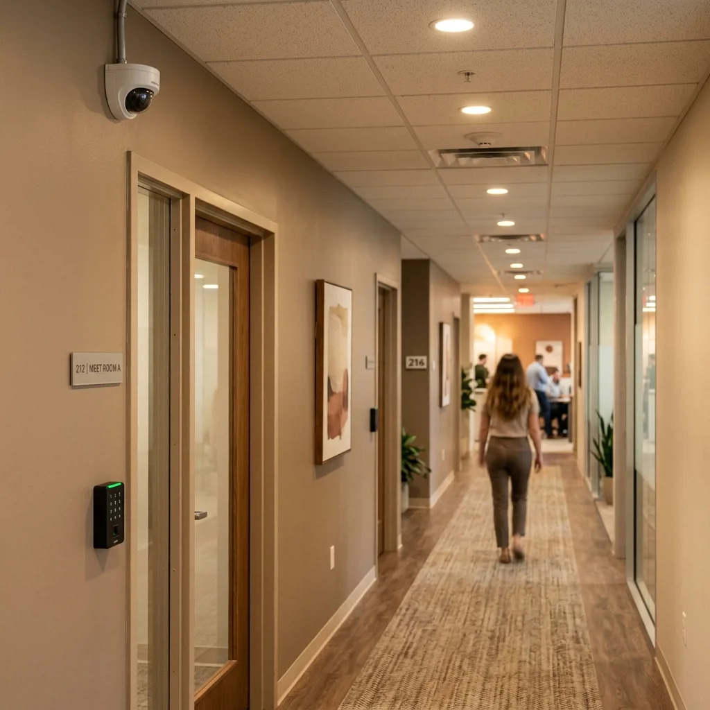 Система видеонаблюдения в офисном коридоре
