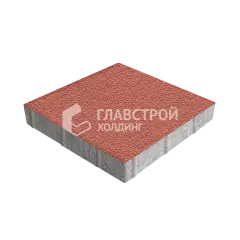 Тротуарная плитка Квадрат 300х300х60, красная на камне