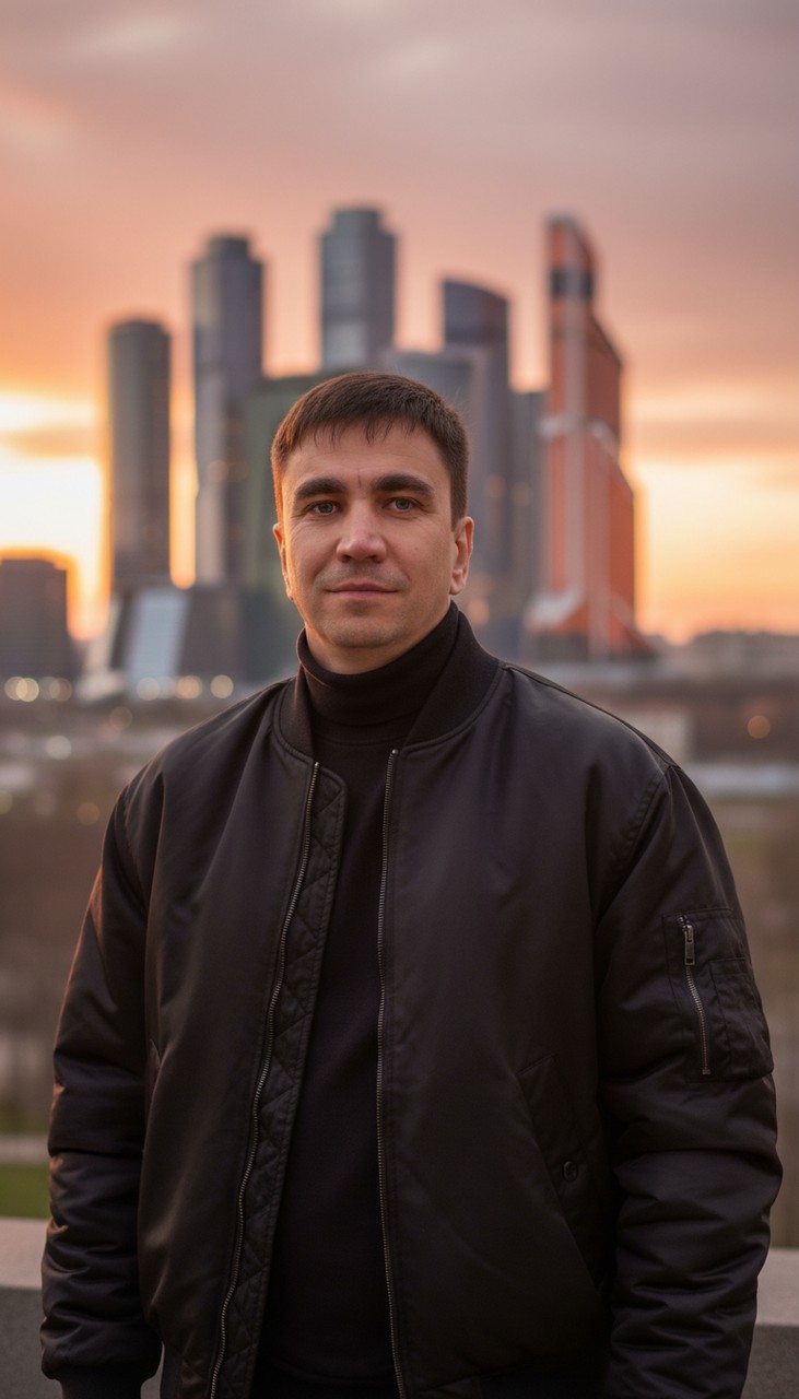 Городской портрет на закате через ИИ