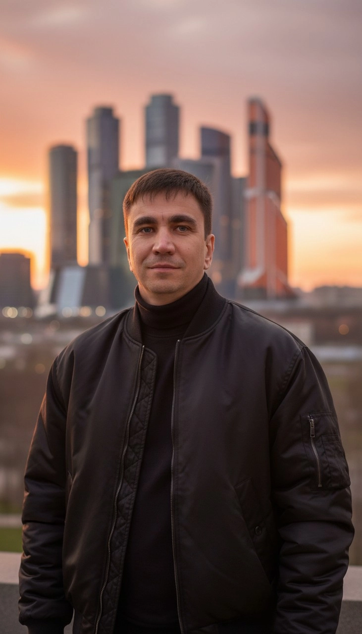 Городской портрет на закате через ИИ