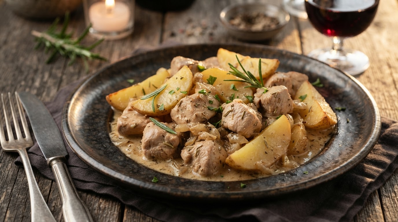 Сливочное рагу из индейки с картофелем и розмарином