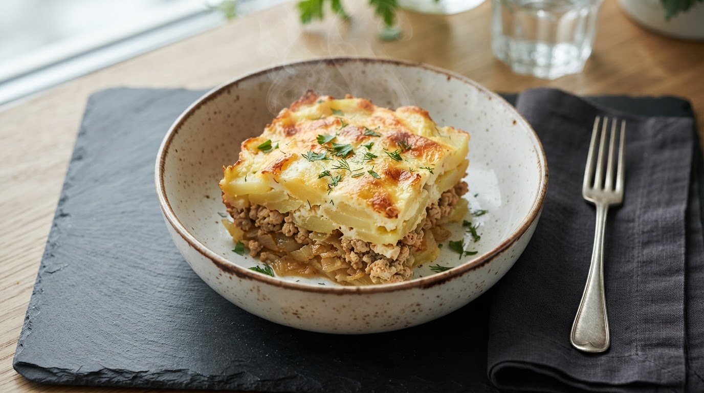 Картофельная запеканка «Деревенский уют» с куриным фаршем