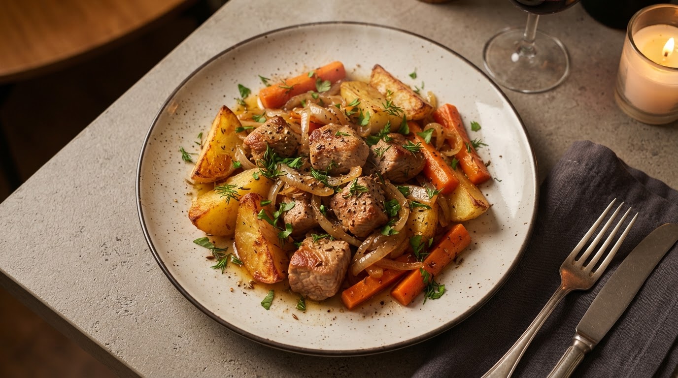 Свинина по-деревенски с картофелем в казане
