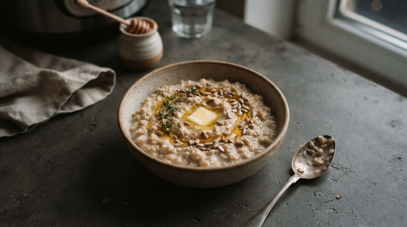 Сливочная овсянка с медом и семечками