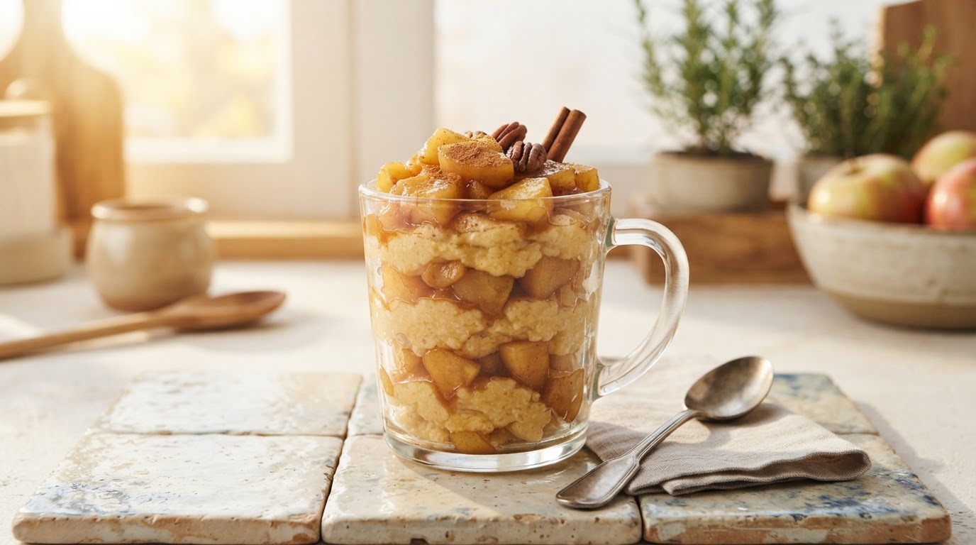Пряная полента с карамелизованным яблоком и корицей