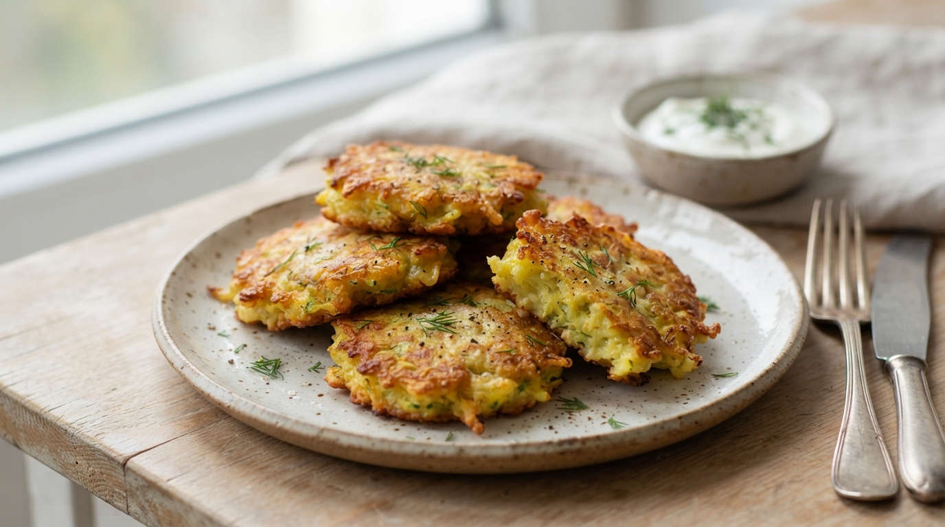 Хрустящие кабачковые оладьи с сыром и чесноком