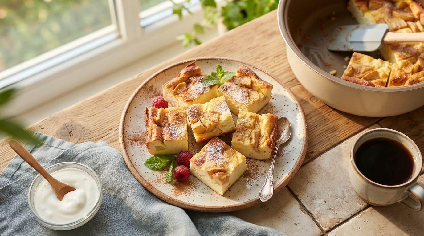 Творожная запеканка с яблоком и корицей в мультиварке