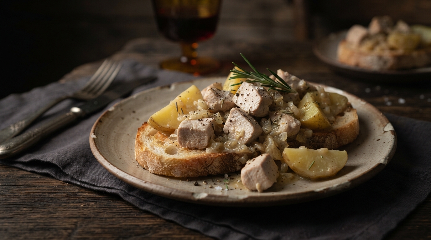 Сливочное рагу из индейки с картофелем и розмарином