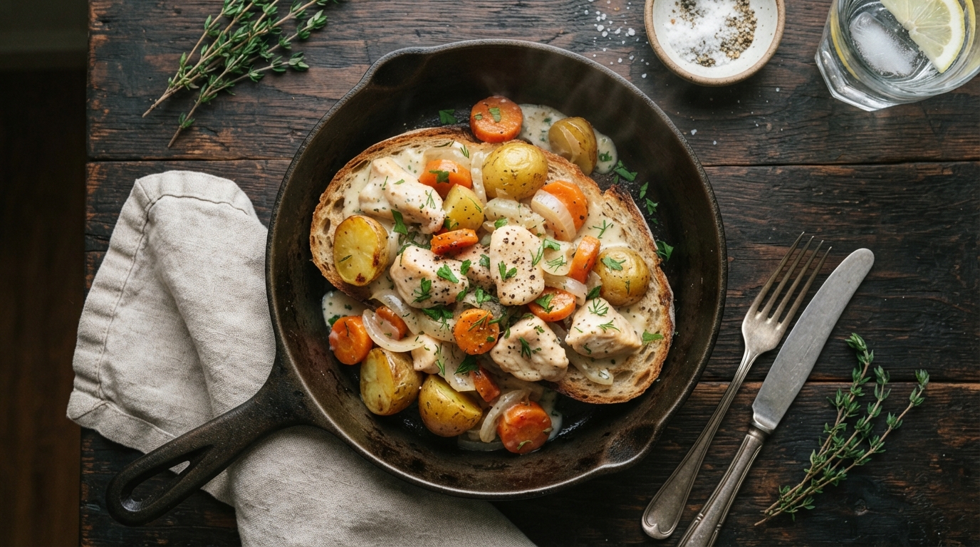 Сливочное рагу из курицы с картофелем и морковью