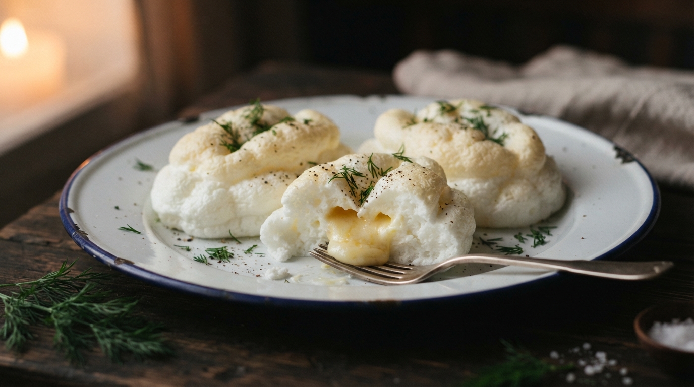 Паровые яичные облака с сыром