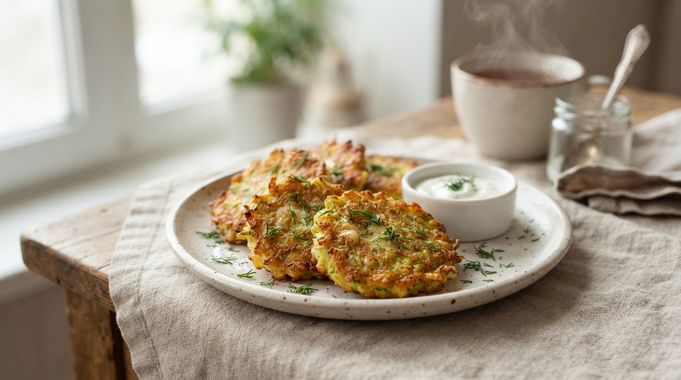 Хрустящие кабачковые оладьи с сыром и чесноком