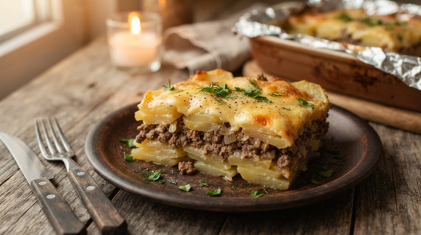 Картофельно-мясная запеканка «Сытный вечер»