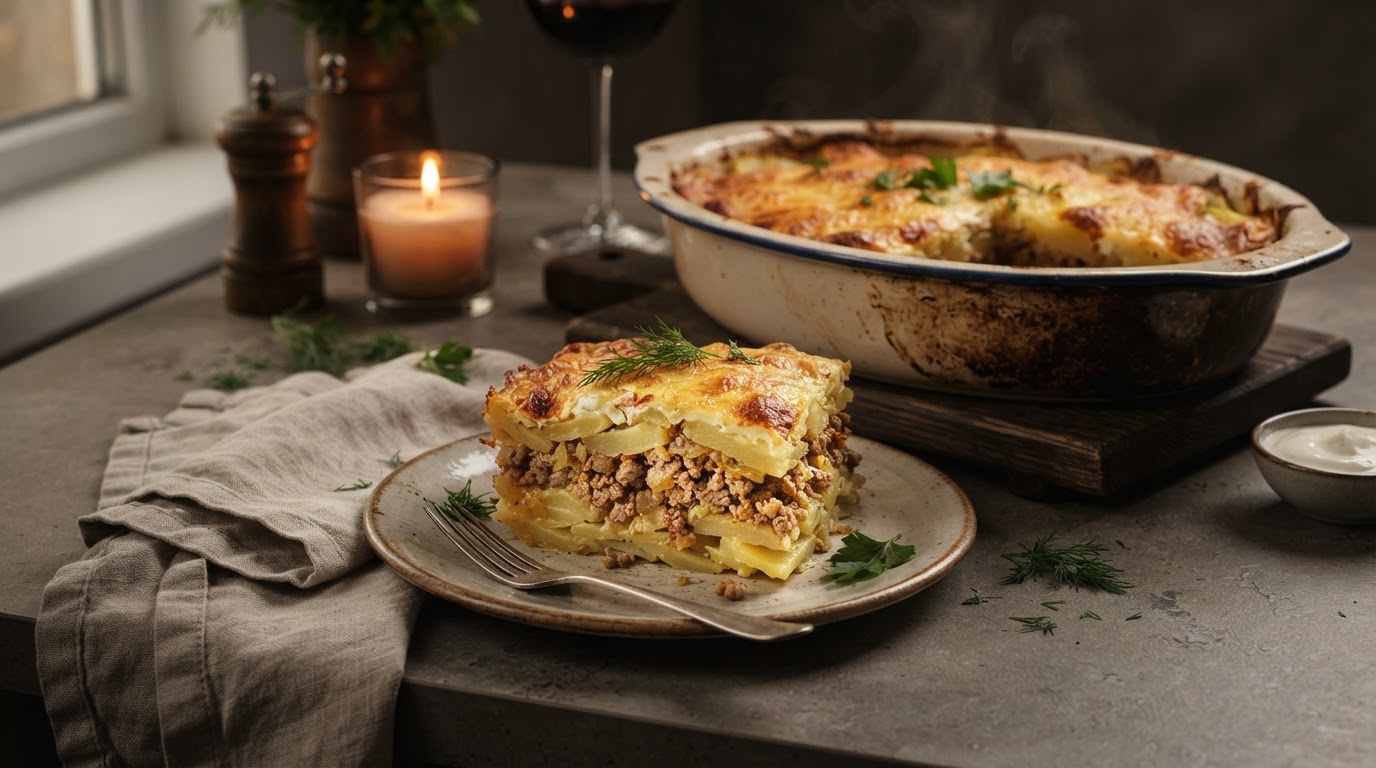 Картофельно-мясная запеканка «Деревенская» в мультиварке