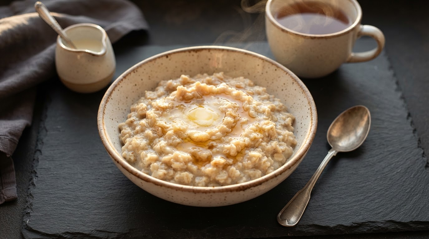 Нежная овсянка на топленом молоке с медом