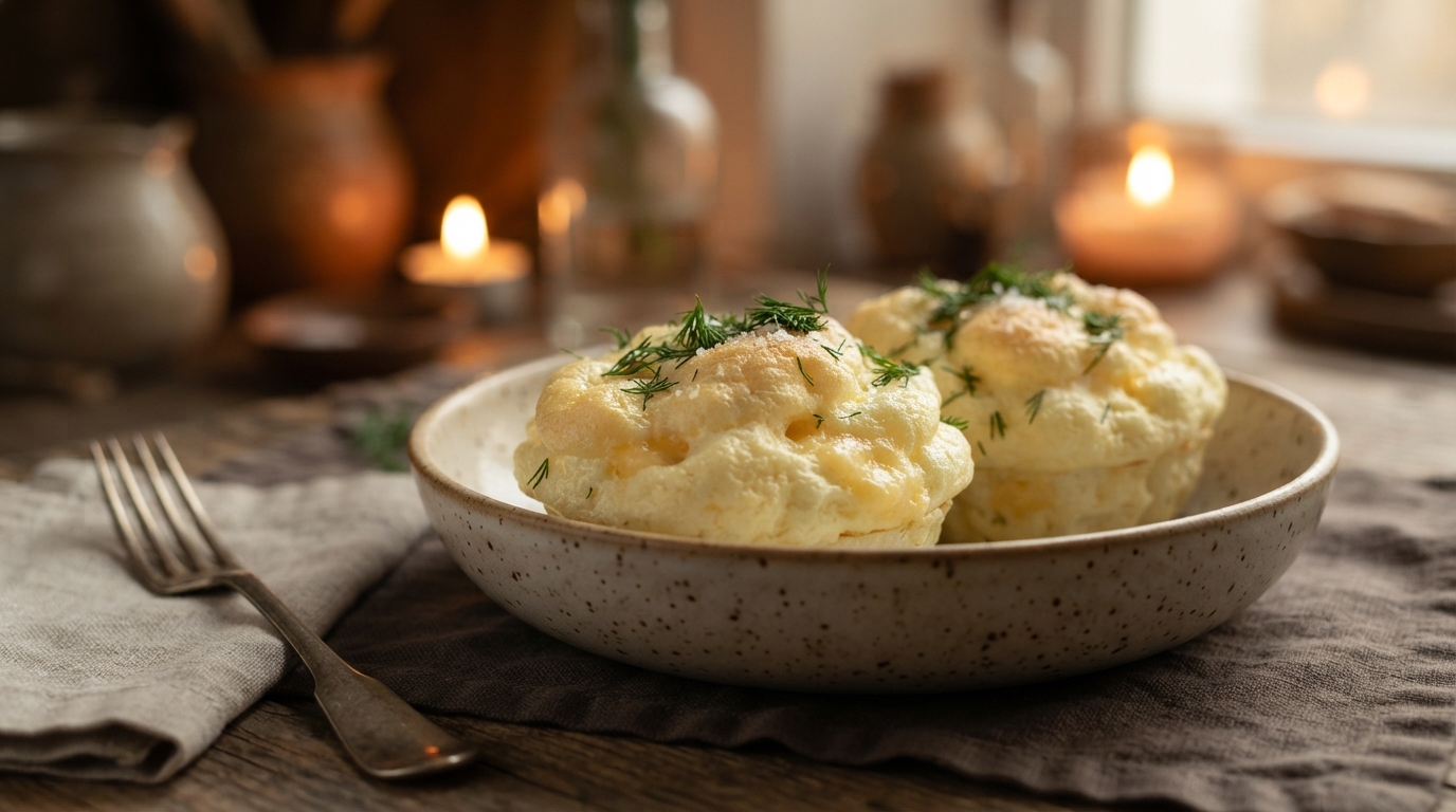 Паровые яичные облака с сыром