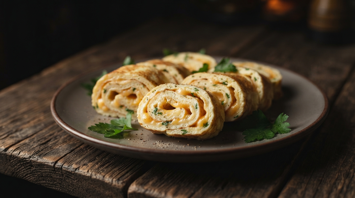 Яичные блинчики с сыром и зеленью