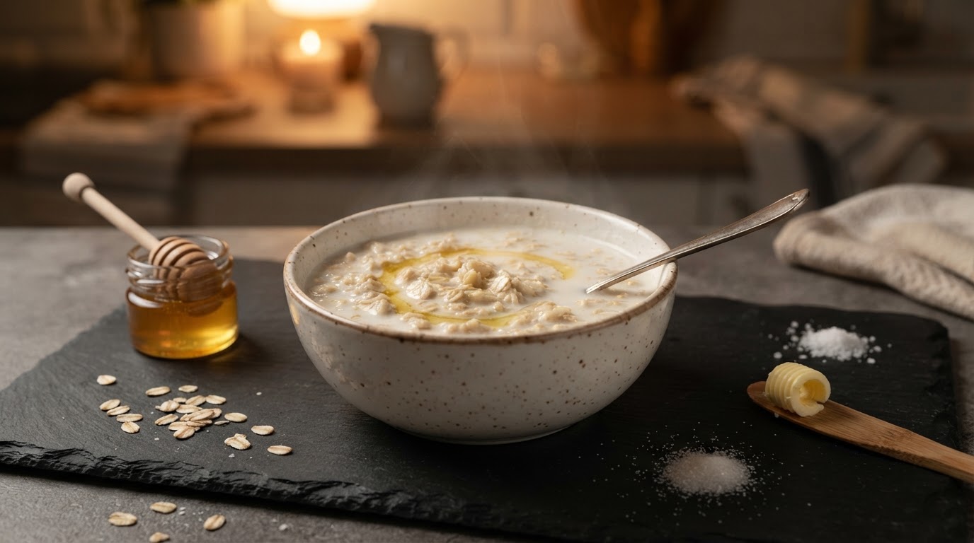Молочный суп с овсяными хлопьями и медом