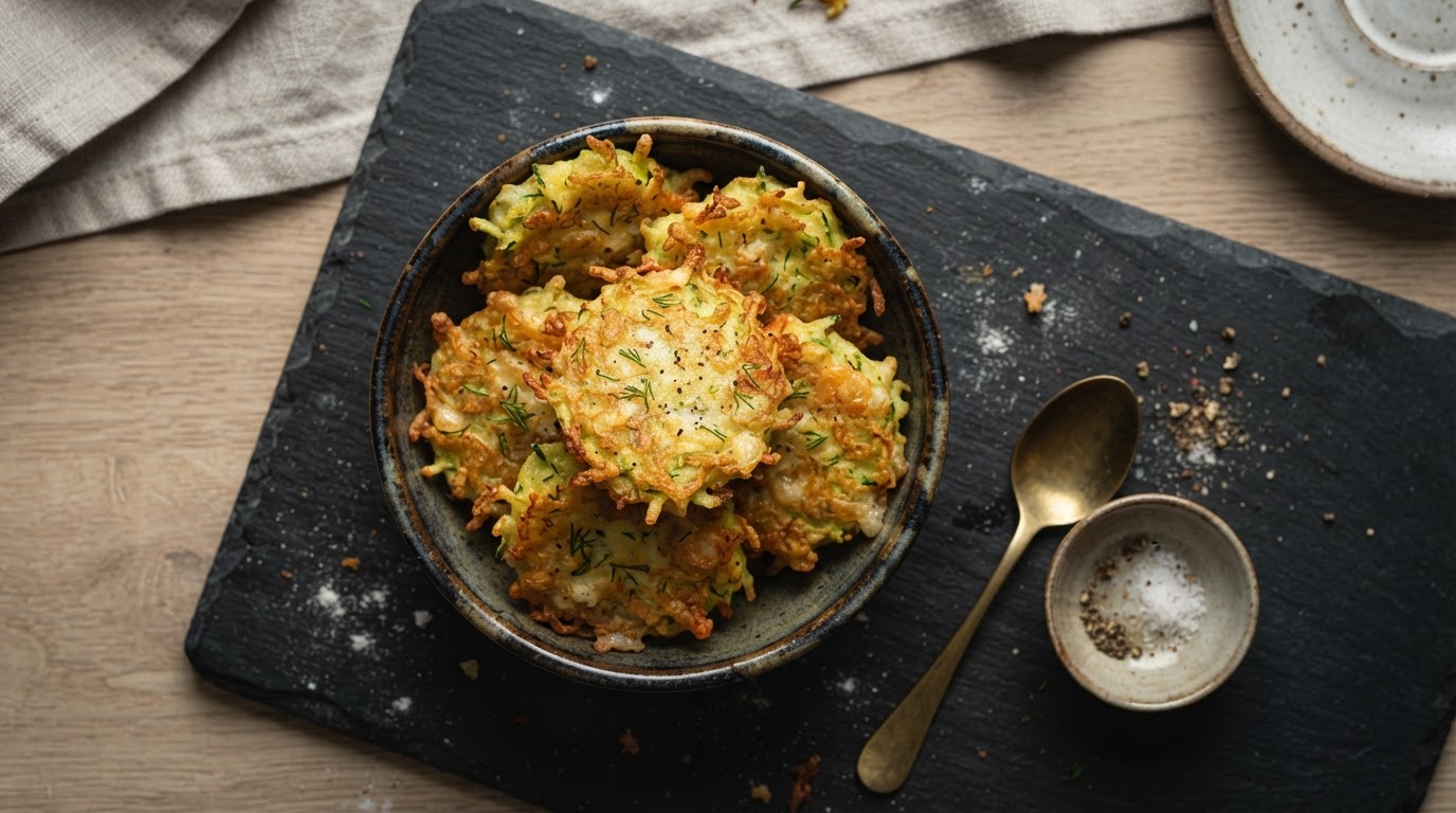 Кабачковые мини-оладьи с сыром и чесноком